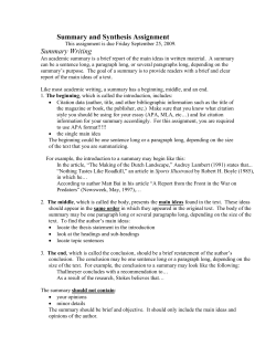 Summary and Synthesis Assignment