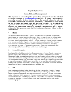 Cognitive Systems Corp. Terms of Sale and License