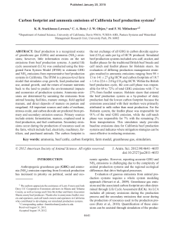 Carbon footprint and ammonia emissions of California beef