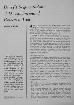 Benefit Segmentation: A Dedsion-oriented Research Tool