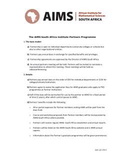 The AIMS South Africa Institute Partners Programme 1. The basic
