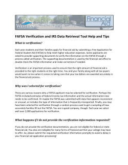FAFSA Verification and IRS Data Retrieval Tool Help