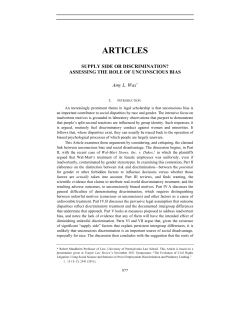 Assessing the Role of Unconscious Bias, 83 TEMP. L. REV. 877 (2011