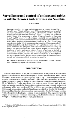 Surveillance and control of anthrax and rabies in wild herbivores