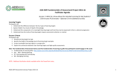 Fundamentals of Assessment Session 3 Fac Agenda v6
