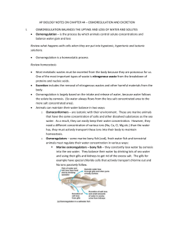 AP BIOLOGY NOTES ON CHAPTER 44 &ndash; OSMOREGULATION AND