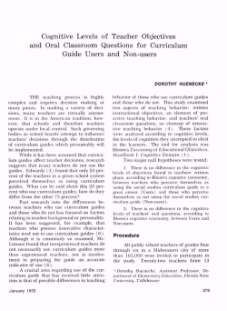 Cognitive Levels of Teacher Objectives and Oral Classroom