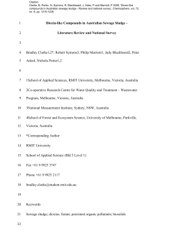 Dioxin-like Compounds in Australian Sewage Sludge &ndash; 1 Literature