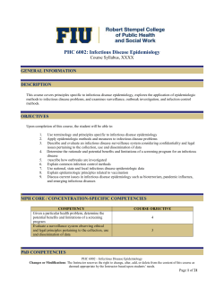 Infectious Disease Epidemiology - Robert Stempel College of Public