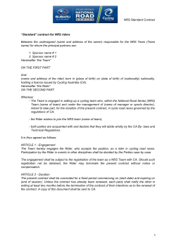 Standard* contract for remunerated riders