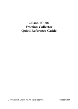 FC 204 Fraction Collector Quick Reference Guide