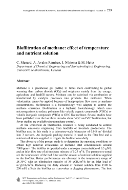 Biofiltration of methane: effect of temperature and nutrient solution