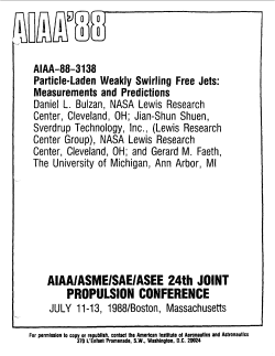 AIAAIASMEISAEIASEE 24th JOINT PROPULSION CONFERENCE