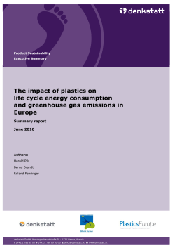The impact of plastics on life cycle energy