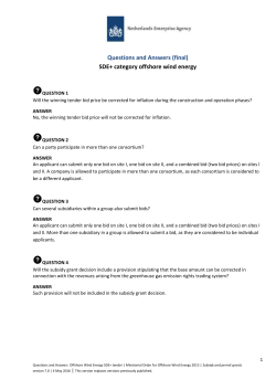 Questions and Answers SDE Offshore Wind Energy Borssele Sites I