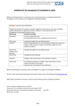 Guidelines for the Management of Constipation in Adults