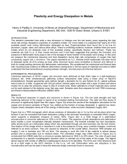 Plasticity and Energy Dissipation in Metals