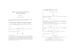 620123 - LECTURE SUMMARY 10 INFINITE SERIES
