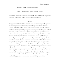 Social Aggregation 1 Simplicial models of social aggregation I Mirco