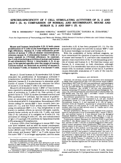SPECIES-SPECIFICITY OF T CELL STIMULATING ACTIVITIES OF