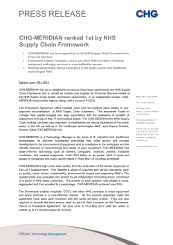 CHG-MERIDIAN ranked 1st by NHS Supply Chain Framework