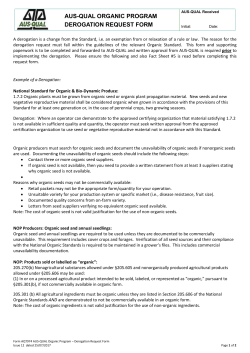 Organic Derogation Request Form - Aus-Qual