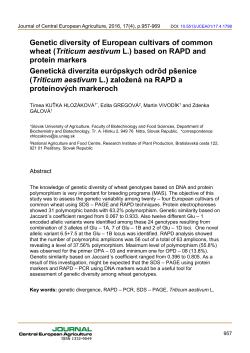 Genetic diversity of European cultivars of common wheat (Triticum