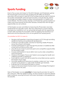 Sports Funding 2015/16 - Pennington CofE School