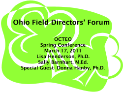 Ohio Field Directors* Forum - The Ohio Confederation of Teacher