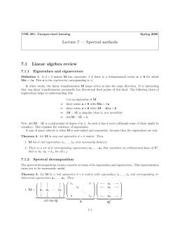 Lecture 7 &mdash; Spectral methods 7.1 Linear algebra review