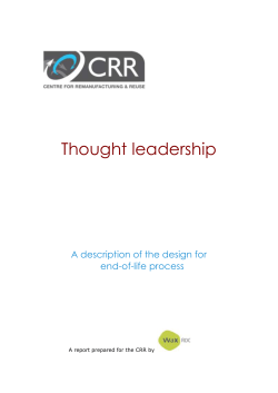 EOL strategies for products - Centre for Remanufacturing and Reuse