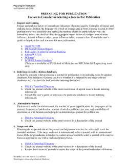 Murphy: Preparing for Publication: Factors to Consider in Selecting a