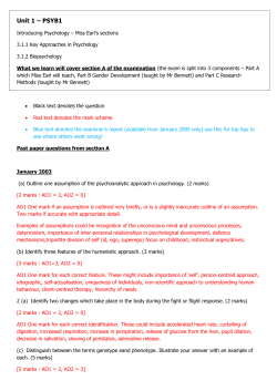 PSYB1 past paper questions, mark scheme, exam report