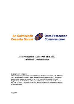 Data Protection Acts 1988 and 2003: Informal Consolidation