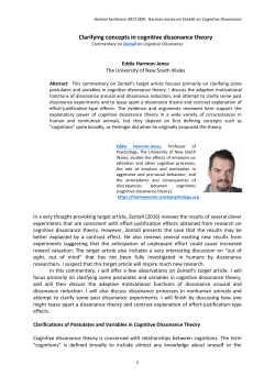 Clarifying concepts in cognitive dissonance theory