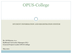 General Presentation of OPUS-College - What is OPUS