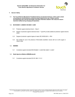 General Safety/EMC and Electrical Information for Touch Bionics