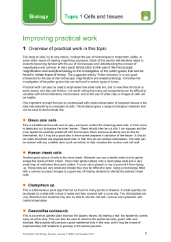 Cells and tissues - Improving practical work