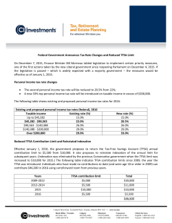 Federal Government Announces Tax Rate Changes and Reduced
