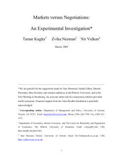 Markets versus Negotiations: An Experimental Investigation*