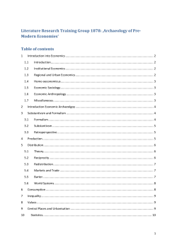 Archaeology of Pre- Modern Economies` Table of contents