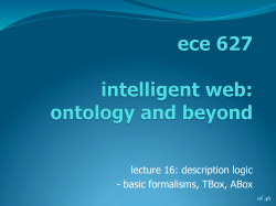 ece 720 intelligent web: ontology and beyond