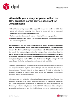 Alexa tells you when your parcel will arrive: DPD