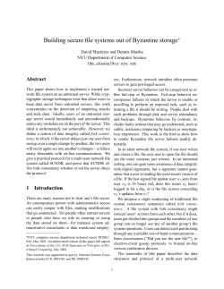Building secure file systems out of Byzantine storage