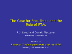 The Case for Free Trade and the Role of RTAs