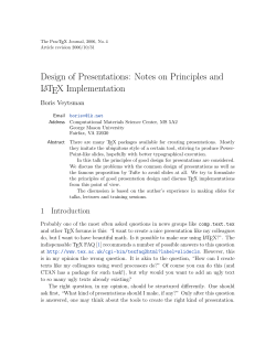 Design of Presentations: Notes on Principles and