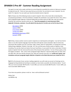SPANISH 3 Pre-AP - Summer Reading Assignment