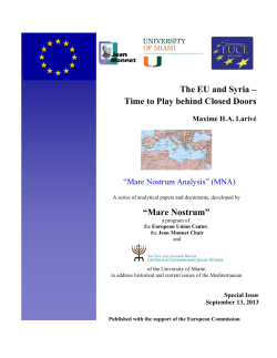 The EU and Syria &ndash; Time to Play behind Closed Doors &ldquo;Mare Nostrum&rdquo;