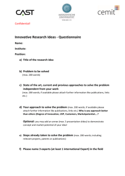 Position: Title of the research idea Problem to be solved