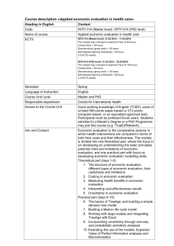 Course description &laquo;Applied economic evaluation in health care&raquo;